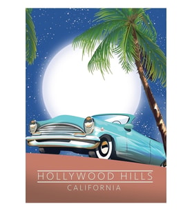 Hollywood Hills California Seyahat Afişi. Tablo Ahşap Poster Dekoratif