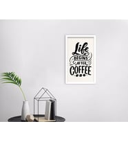 BK Home Coffee Tasarımlı Dekoratif Ahşap Beyaz Çerçeveli Tablo-49