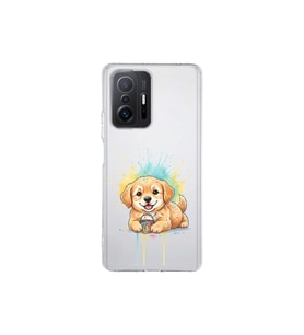 Xiaomi Mi 11T Pro ile Uyumlu Splash Köpek Tasarımlı Şeffaf Silikon Kılıf