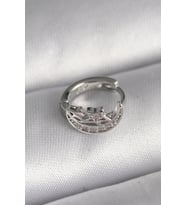 316L Çelik Gümüş Renk Zirkon Taşlı Ay Yıldız Model Tragus Piercing 5886