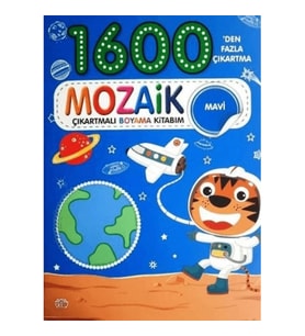 1600 Mozaik Çıkartmalı Boyama Kitabım Mavi Kitap