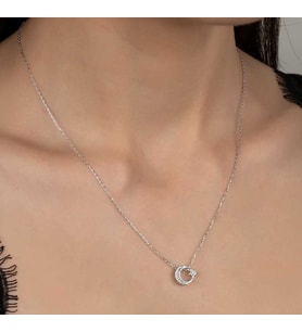 SWAROVSKİ TAŞLI AY YILDIZ 925 AYAR GÜMÜŞ KOLYE