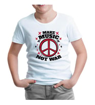 Make Music Not War Peace Logo Beyaz Çocuk Tshirt