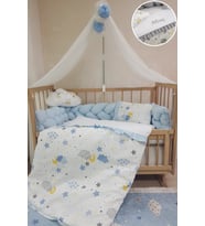 Baby Clime Masal Serisi 80x130 İsim Nakışlı Bebek Uyku Seti Örgü Korumalı