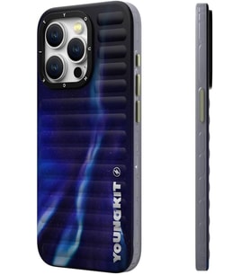 iPhone 15 Pro Uyumlu Kılıf Kuzey Işıkları Desenli Aurora Serisi Mavi.