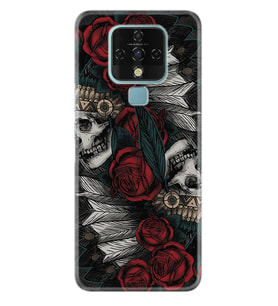 Tecno Camon 16 18P Pova Pova 3 Pova Neo Kılıf Desemli Silikon Skull Rose 1673