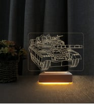 3D Tank Tasarımlı Kişiye Özel İsimli  Led Masa Lambası Doğum Günü Hediyesi Lamba