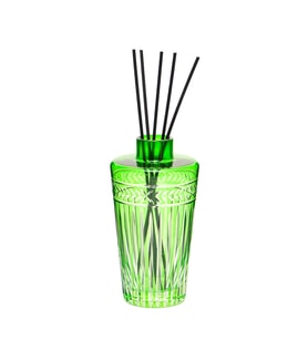 Yeşil Kristal Kesme Cam Şişe Oud Vanilya Oda Kokusu (23 cm)