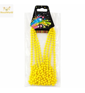 Neon Sarı Boncuk Kolye 80 cm – Retro 80’ler 90’lar Parti Aksesuarı