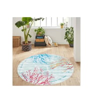 Eliana Home Baskılı, Yıkanabilir Kaymaz Taban Yuvarlak Halı LNA7141 120x120 cm (Mavi)