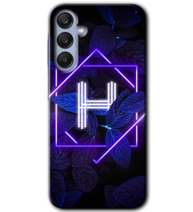 Galaxy A25 Kılıf HD Desen Baskılı Kılıf - Dark Neon Yaprak H Harfi