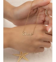 Kişiye Özel 925 Ayar Gümüş Bride Kolye Gelinlere Özel Takı (Gold)