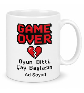 Game Over Yazılı Komik Baskılı Kupa Bardak Gamer Hediye Esprili Mug