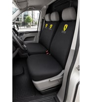 Volkswagen Transporter 5+1 - Siyah Penye Oto Koltuk Kılıfı - FERRARI Baskılı