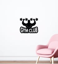 BK Home GYM Club Tasarımlı Ahşap Duvar Süsü-1 (Siyah)