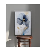 Tablo Ahşap Çerçeveli Tablo Çerçeveli Poster Soyut Mavi Rüya, Soyut Çiçek Temalı Tablo (Karışık)