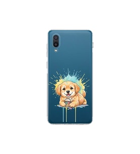 Samsung Galaxy A02 ile Uyumlu Splash Köpek Tasarımlı Şeffaf Silikon Kılıf