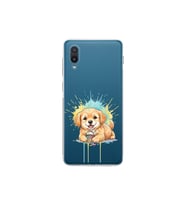 Samsung Galaxy A02 ile Uyumlu Splash Köpek Tasarımlı Şeffaf Silikon Kılıf