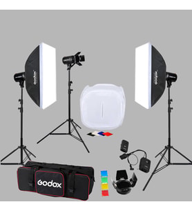 Godox E250 3'lü Paraflaş Set + Çekim Çadırı 50x50 cm