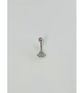 Rodyum Zirkon Taşlı Çelik Göbek Bar Uzunluğu : 13 Mm / Bar Kalınlığı 1.41 Mm / - Pg0067