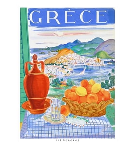 1948 Yunanistan Poros Adası Seyahat Poster Tablo Ahşap Poster Dekoratif