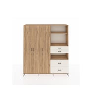Hyperion Dolap 12 Raflı 4 Çekmeceli Tek Askılı 220x44x243 Çam-Çam/Aytaşı
