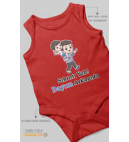 Sıkıntı Yok! Dayım Arkamda Baskılı Bebek Zıbını – Çıtçıtlı Body  %100 Pamuk Sıfır Kol (Kırmızı)