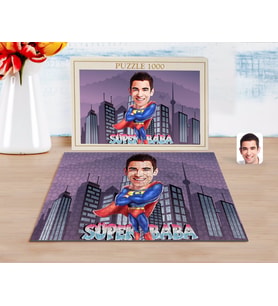 BK Gift Kişiye Özel Süper Baba Karikatürlü 1000 Parça Profesyonel Puzzle-1