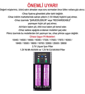 Lexroo 18650 Pil Şarj Cihazı Li-Ion ve Ni-MH 2 Yuvalı, Siyah, GT-BC06