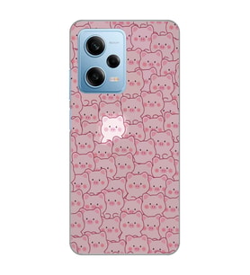 Redmi Note 12 Pro 5G Uyumlu Cute Pink Pig Tasarımlı Şeffaf Telefon Kılıfı