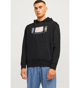Jack&Jones JORTPORTLAND BLOCK SWEAT HOOD LN Siyah Erkek Sweatshirt 12262421