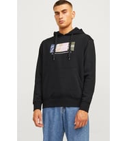 Jack&Jones JORTPORTLAND BLOCK SWEAT HOOD LN Siyah Erkek Sweatshirt 12262421