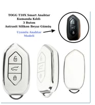 Togg T10x Uyumlu Anahtar Koruma kılıfı Beyaz / Gümüş Detaylı Lütfen Anahtar Teyiti Yapınız