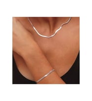 Gümüş Renk Bileklik Kolye Takım Set İtalyan Ezme Çelik Zincir Kolye Bileklik İkili Set Unisex Ürün