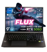 GameRaider FLUX GR16 Intel Core i7-14650HX 32GB DDR5 1TB SSD RTX 5060 8GB 115W 16 inç 2.5K QHD+ 180Hz W11 Home Gaming Laptop