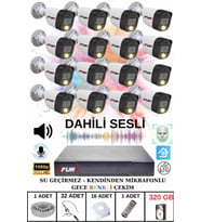 FURY 16 LI Sesli Gece Renkli Görüş Güvenlik Kamerası Su Geçirmez Güvenlik Kamerası Seti 320GB