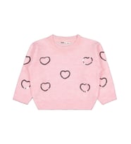 Civil Girls Pullu Kalp Nakışlı 2-5 Yaş Kazak - Gri (Pembe)