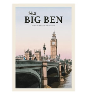 Big Ben Tablo Ahşap Poster Dekoratifnı Ziyaret Edin