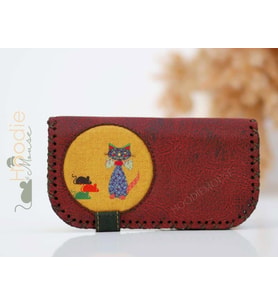 Kedi Fare Figürlü Büyük Cüzdan Etnik Bohem Retro Vintage Style - BORDO