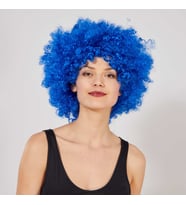 Mavi Renk Kıvırcık Afro Bonus Peruk