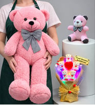 Premium Peluş Ayıcık Seti Kişiye Özel Tasarım Büyük Boy Pembe Ayıcıklı (Model 1)
