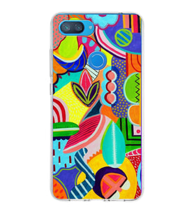 PrintiFy Xiaomi Mi 8 Lite ile Uyumlu 1mm Slim Fit Retro Renkler 6 Baskılı Şeffaf  Kılıf