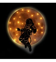 Lucenda Kişiselleştirilebilir Led Işıklı Epoksi Cam Katmanlı Tablo Astronot Dolunay (Sarı)