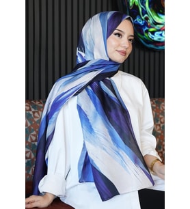 Soyut Fırça Desen Mor Soft Pamuk Şal (Standart)