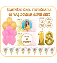 18 yaş doğum günü süsleme seti, doğum günü hediyeleri, doğum günü parti seti (Sarı)