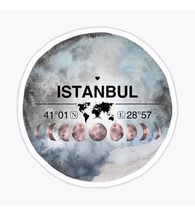 İstanbul ve Ay Gps Harita Sticker Oto Araba Yapıştırma 15CM