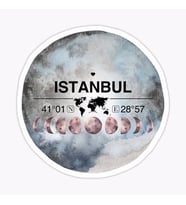 İstanbul ve Ay Gps Harita Sticker Oto Araba Yapıştırma 15CM