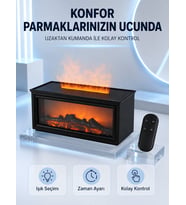 Dekoratif Şömine Görünümlü Nemlendirici Uzaktan Kumandalı Renkli LED Işıklı Difüzör