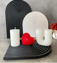 I LOVE YOU Model El Yapımı Kokulu Mum Seti Ve Dekoratif Siyah Kemer Model Tabanlık