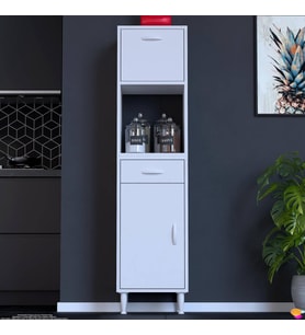 Modilayn VİO Çok Amaçlı Dolap: (50x163.4x32,5 cm) ölçülerinde, çekmeceli ve kapaklı mutfak dolabı.